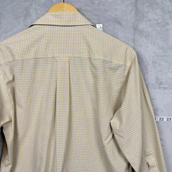 Brooks Brothers Non-Iron Dress Shirt Men’s S Yellow Check 100% Cotton Classic FT - Picture 7 of 9